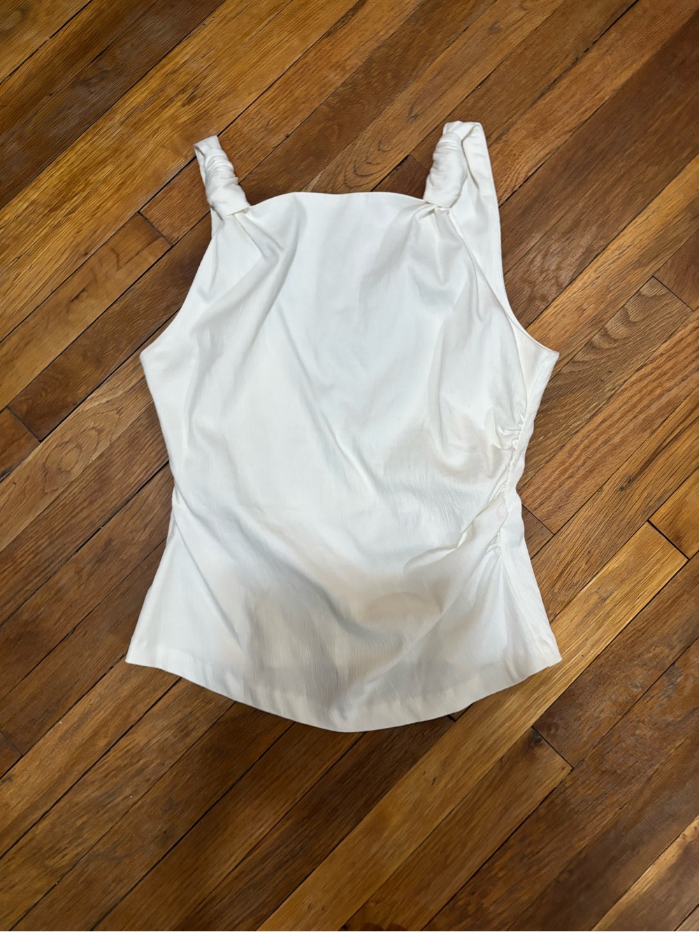 Zara Women’s White Sleeveless Knot-Shoulder Top